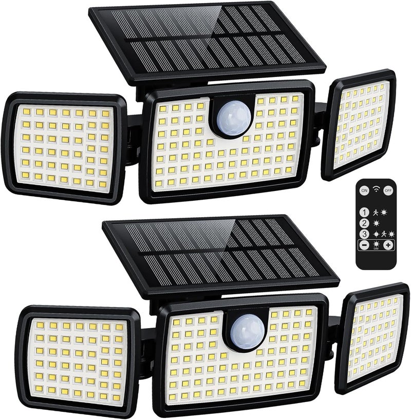 MIHANI Solar Lights Outdoor, Quick Charge Solar Motion Deck Lights Outdoor for Deck with High Brightness, Larger Built-in Tempered Glass Panel, Sensitive PIR Motion Inductor (Remote,2 Pack) - Image 1